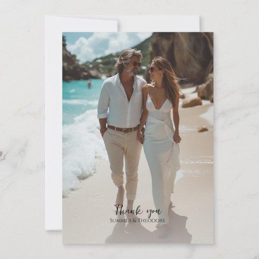 Moderne Hochzeitsreise mit Foto - elegante Typogra Einladung (Rückseite)