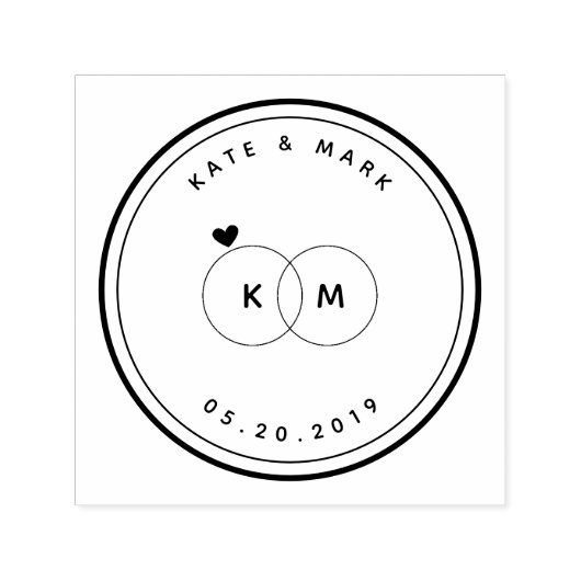 Moderne Hochzeitsrings Monogram Save the Date rund Permastempel (Design)