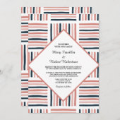 Moderne Hochzeitsrosa Wasserfarbe Trendy gestreift Einladung (Vorne/Hinten)