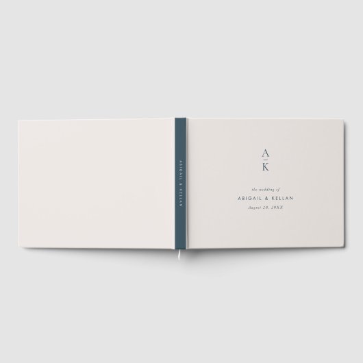 Moderne Hochzeitssache für blaues Monogramm Gästebuch (Voll)