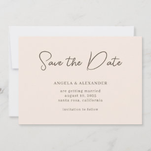 Moderne Hochzeitsschrift Beige Braun Save The Date