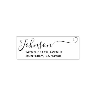 Moderne Hochzeitsschrift Familienname & Rücksendea Permastempel