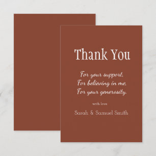 Moderne Hochzeitsschrift Terrakotta und Weiß Benut Dankeskarte