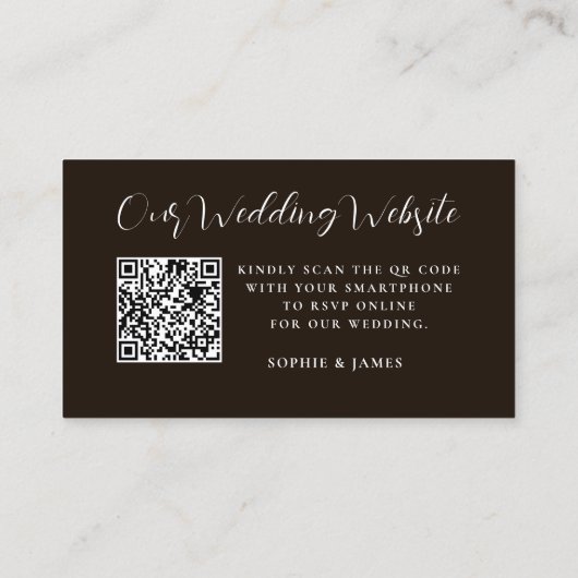 Moderne Hochzeitsseite QR Code UAWG Enclosure Card Visitenkarte (Rückseite)