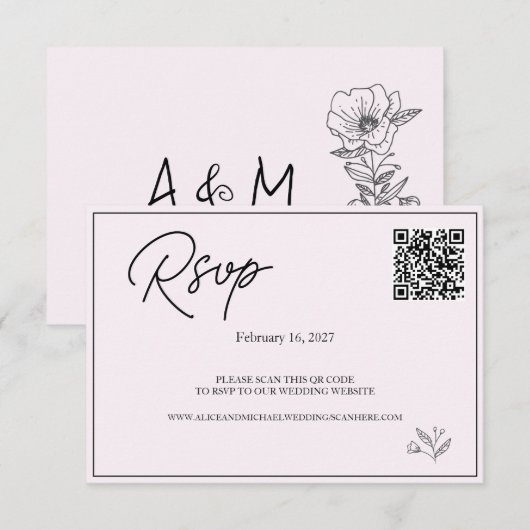 Moderne Hochzeitsseite | UAWG QR-Code. RSVP Karte (Vorne/Hinten)