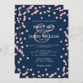Moderne Hochzeitssemble Rose Gold Glitzer Confetti Einladung (Vorne/Hinten)