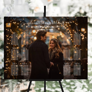 Moderne Hochzeitssitzkarte mit Foto 12 Tischen Poster