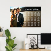 Moderne Hochzeitssitzkarte mit Foto 15 Tischen Poster (Heimbüro)