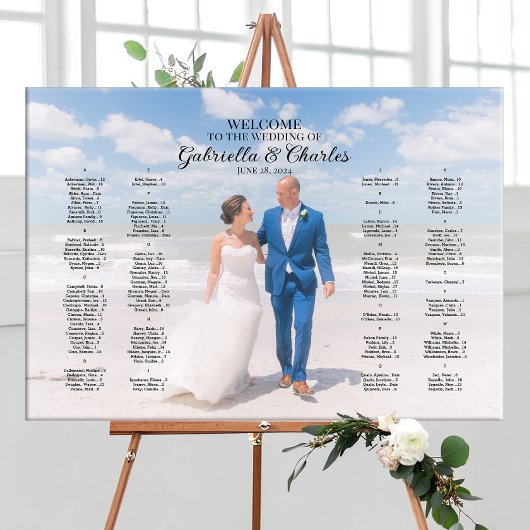 Moderne Hochzeitssitzkarte mit Foto, elegant Leinwanddruck