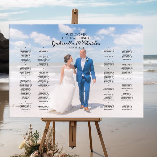 Moderne Hochzeitssitzkarte mit Foto, elegant Leinwanddruck