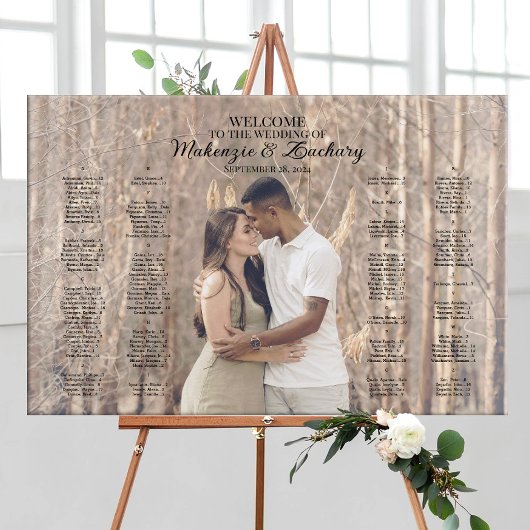 Moderne Hochzeitssitzkarte mit Foto, elegant Poster