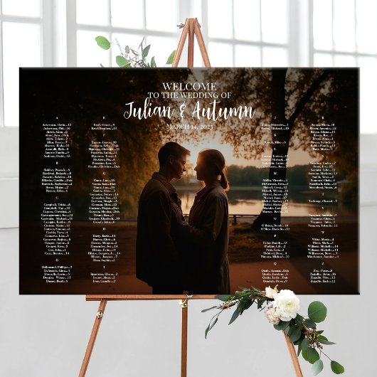 Moderne Hochzeitssitzkarte mit Foto Poster