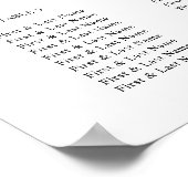 Moderne Hochzeitssitzkarte Poster (Ecke)