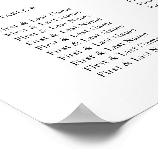 Moderne Hochzeitssitzkarte Poster (Ecke)