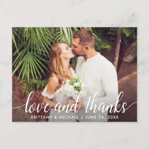 Moderne Hochzeitsskript Liebe und Dankeschön Foto Postkarte
