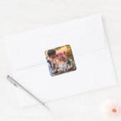 Moderne Hochzeitsskripte dank Liebe Quadratischer Aufkleber (Umschlag)