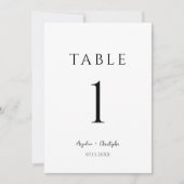 Moderne Hochzeitsskripte Minimalistische Tischnumm (Vorderseite)