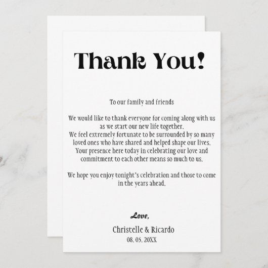 Moderne Hochzeitsstätte dank Karte (Vorne/Hinten)