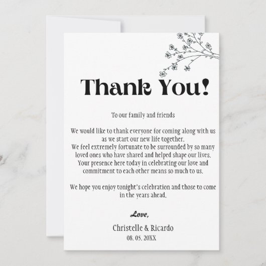 Moderne Hochzeitsstätte dank Karte (Vorderseite)