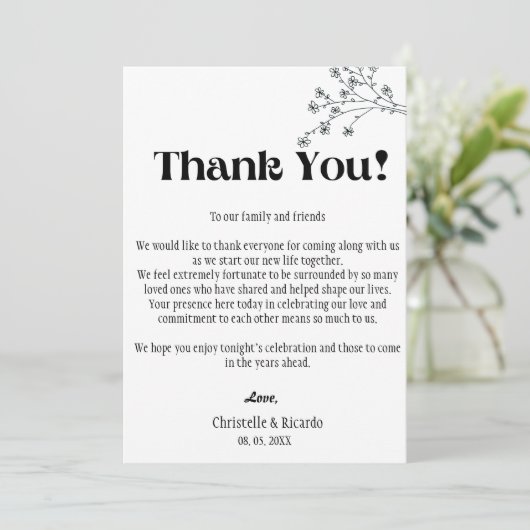 Moderne Hochzeitsstätte dank Karte (Stehend Vorderseite)