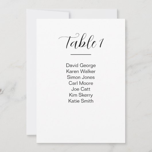 Moderne Hochzeitsstichtabelle-Tischnummer Einladung (Vorderseite)