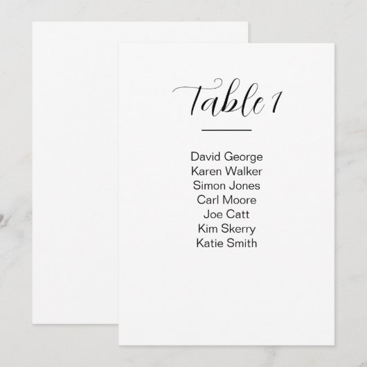 Moderne Hochzeitsstichtabelle-Tischnummer Einladung (Vorne/Hinten)