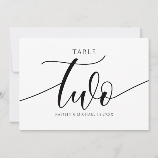 Moderne Hochzeitsstichtungen - Tischnummer Kalligr (Vorderseite)