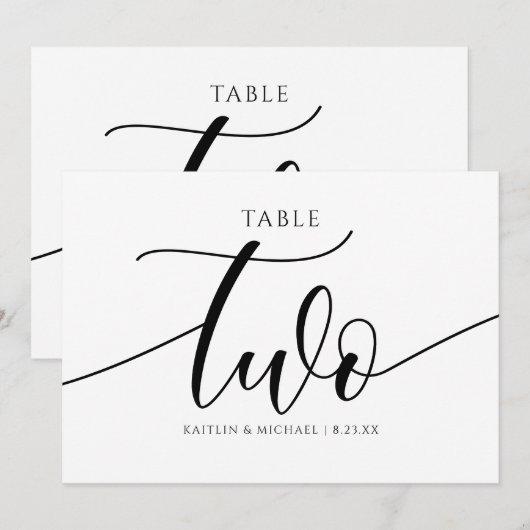 Moderne Hochzeitsstichtungen - Tischnummer Kalligr (Vorne/Hinten)