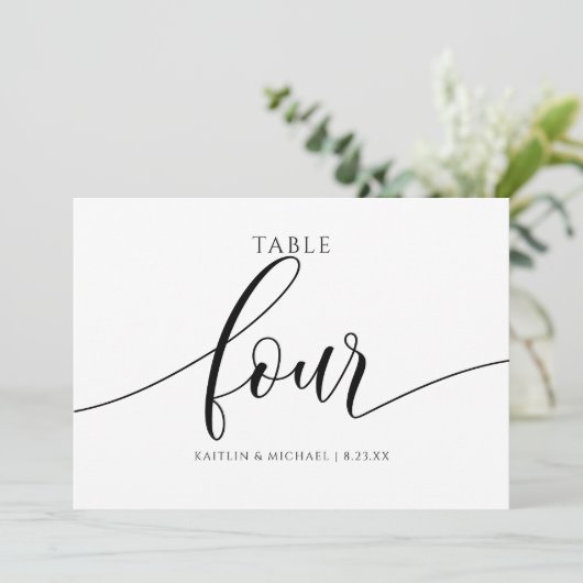 Moderne Hochzeitsstichtungen - Tischnummer Kalligr (Stehend Vorderseite)