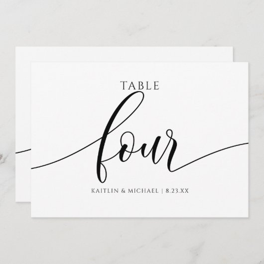 Moderne Hochzeitsstichtungen - Tischnummer Kalligr (Vorne/Hinten)