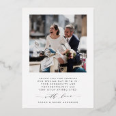 Moderne Hochzeitsstift Foto Rose Gold Foil Danke K Folieneinladung (Rückseite)