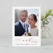 Moderne Hochzeitsstift Foto Rose Gold Foil Danke K Folieneinladung (Stehend vorne)