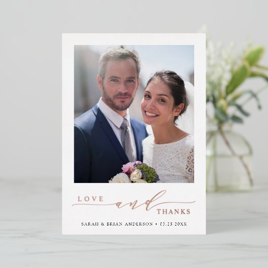 Moderne Hochzeitsstift Foto Rose Gold Foil Danke K Folieneinladung (Stehend vorne)