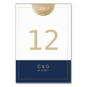 Moderne Hochzeitsstiftung in Navy Tischnummer (Rückseite)