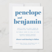 Moderne Hochzeitsstiftung mit blauem Muster Einladung (Vorderseite)