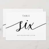 Moderne Hochzeitsstiftung - Tischnummer Kalligrafi (Vorne/Hinten)