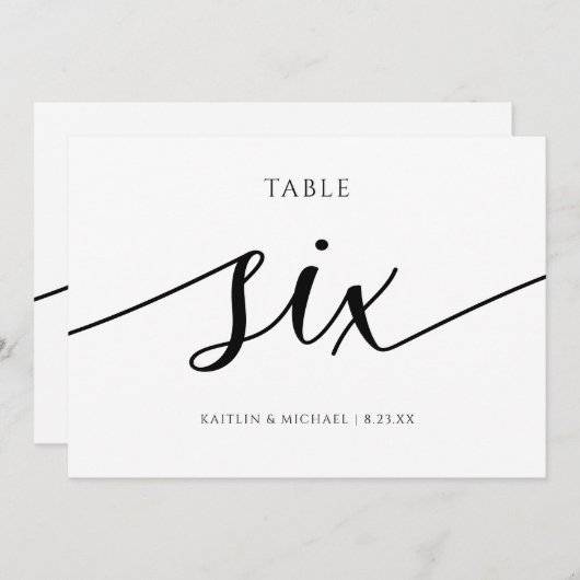 Moderne Hochzeitsstiftung - Tischnummer Kalligrafi (Vorne/Hinten)