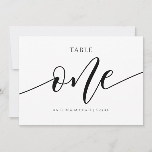 Moderne Hochzeitsstiftung - Tischnummer Kalligrafi (Vorderseite)