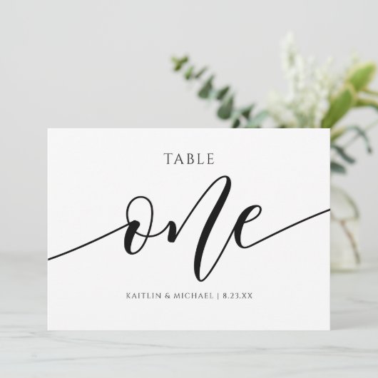 Moderne Hochzeitsstiftung - Tischnummer Kalligrafi (Stehend Vorderseite)