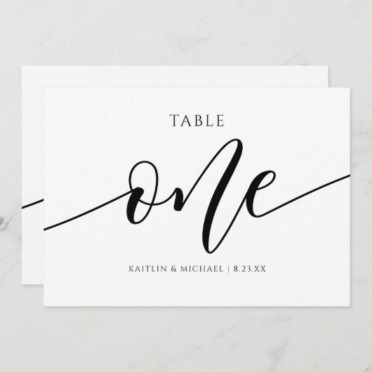 Moderne Hochzeitsstiftung - Tischnummer Kalligrafi (Vorne/Hinten)