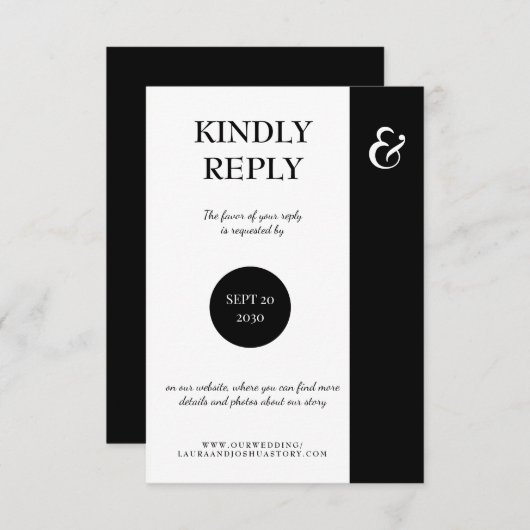 Moderne Hochzeitsstiftung Typografie online RSVP Karte (Vorne/Hinten)