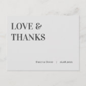 Moderne Hochzeitsstimmung - Liebe und Dank Postkarte (Vorderseite)