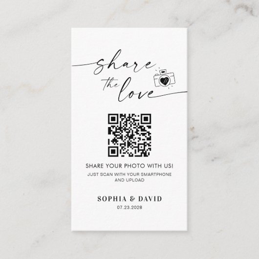 Moderne Hochzeitsstipps teilen die Liebe QR-Code Begleitkarte (Vorderseite)