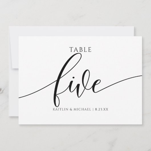 Moderne Hochzeitsstipps - Tischnummer Kalligrafie (Rückseite)