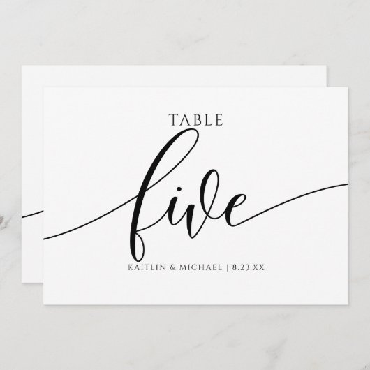 Moderne Hochzeitsstipps - Tischnummer Kalligrafie (Vorne/Hinten)