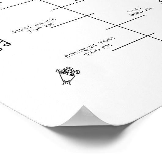 Moderne Hochzeitssymbole Zeitleiste Programm Poste Poster (Ecke)