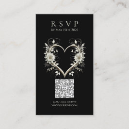 Moderne Hochzeitsszenarien-QR-Blume mit Herz Visitenkarte