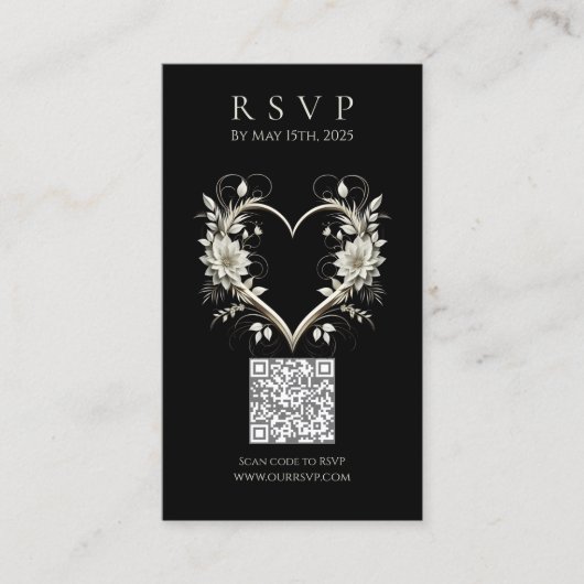 Moderne Hochzeitsszenarien-QR-Blume mit Herz Visitenkarte (Vorderseite)