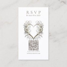 Moderne Hochzeitsszenarien-QR-Blume mit Herz Visitenkarte