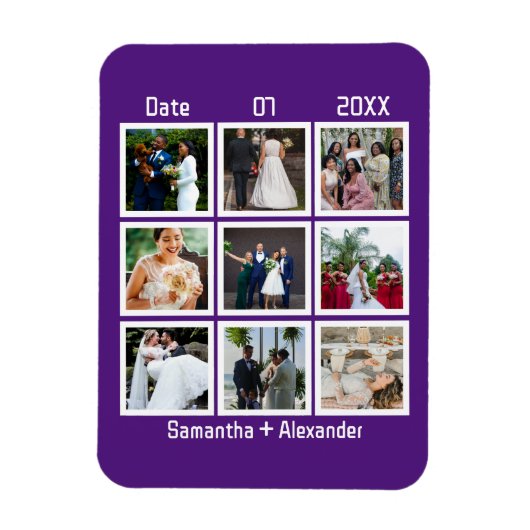 Moderne Hochzeitsszenario zum 9. Foto Collag Magnet (Vertikal)